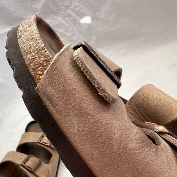 Birkenstock Arizona sandals beige leather EU 40 US womens 9 9.5 wide slides - Picture 11 of 13